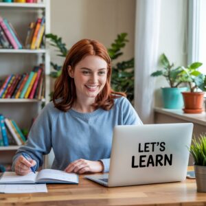 Online tutor helping a student through video call